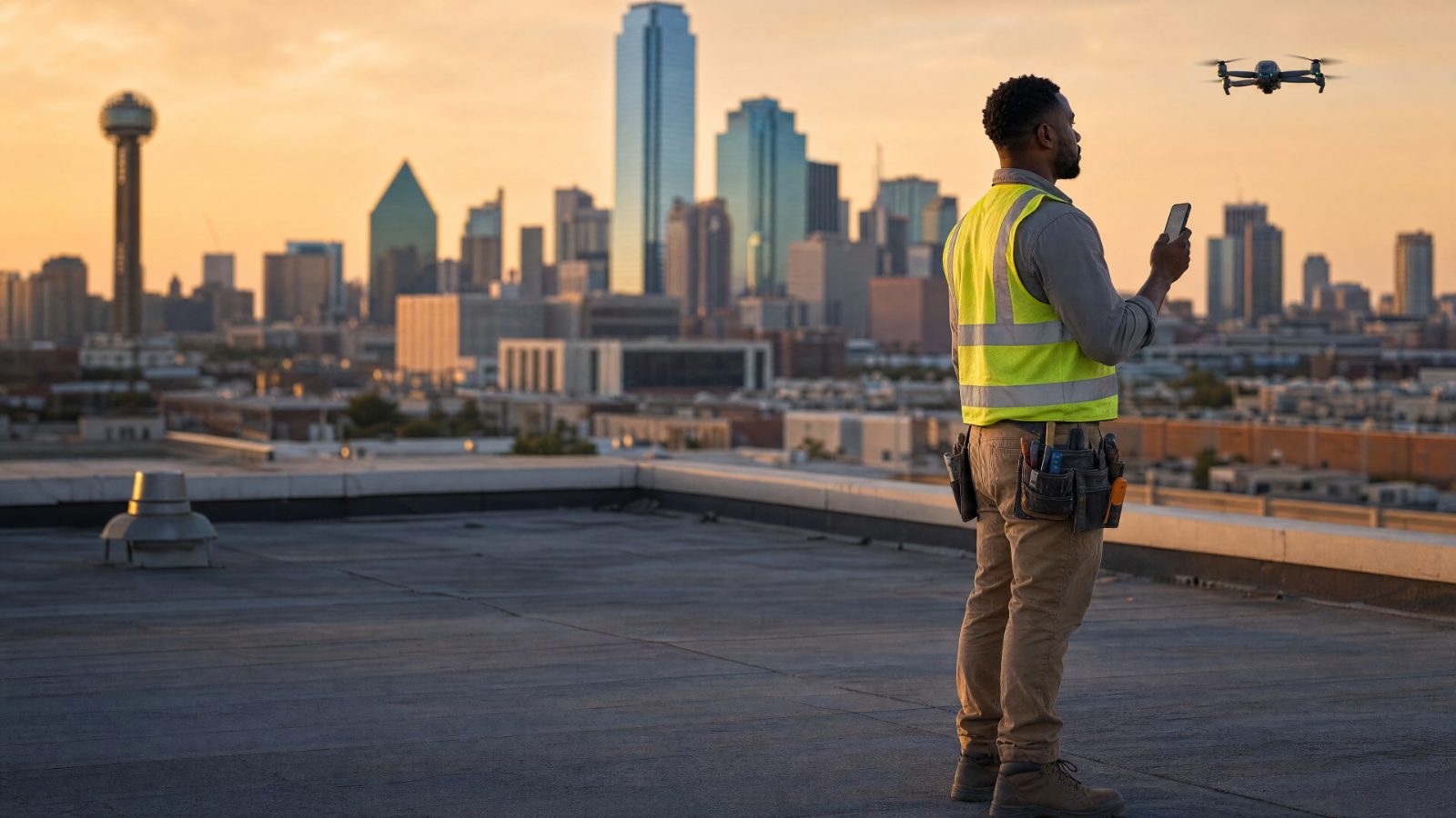drone roof inspection in progress